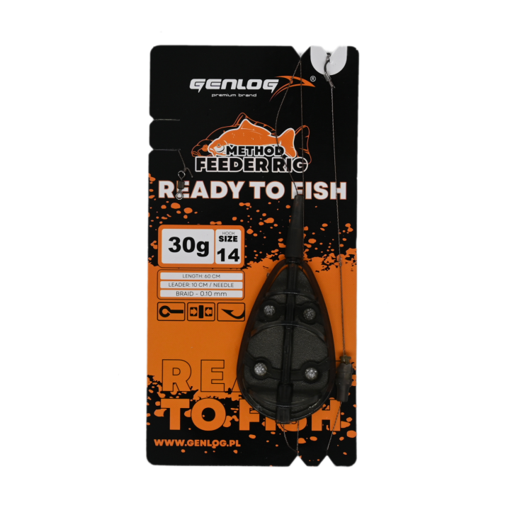 Gotowy Zestaw Method Feeder GENLOG Ready to Fish hak 14 Podajnik 30g