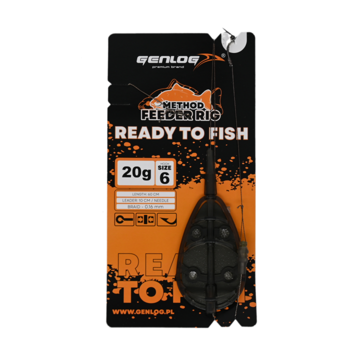 Gotowy Zestaw Method Feeder GENLOG Ready to Fish hak 6 Podajnik 20g