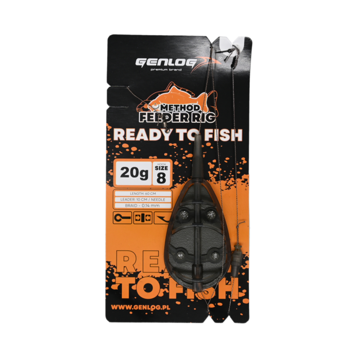 Gotowy Zestaw Method Feeder GENLOG Ready to Fish hak 8 Podajnik 20g