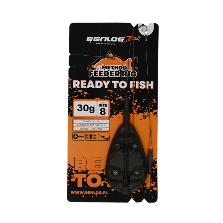 Gotowy Zestaw Method Feeder GENLOG Ready to Fish hak 8 Podajnik 30g