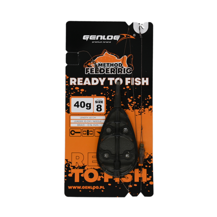 Gotowy Zestaw Method Feeder GENLOG Ready to Fish hak 8 Podajnik 40g