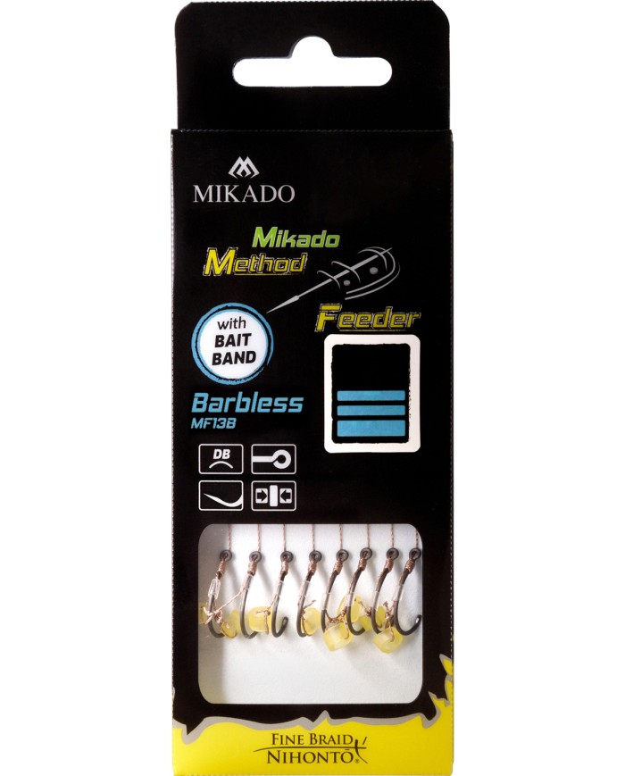 Przypony MIKADO Method Feeder z gumką - hak bez zadziora nr 12 plecionka 0.12mm/10cm - op. 8 szt. Przypony MIKADO Method Feeder z gumką - hak bez zadziora nr 12 plecionka 0.12mm/10cm - op. 8 szt.