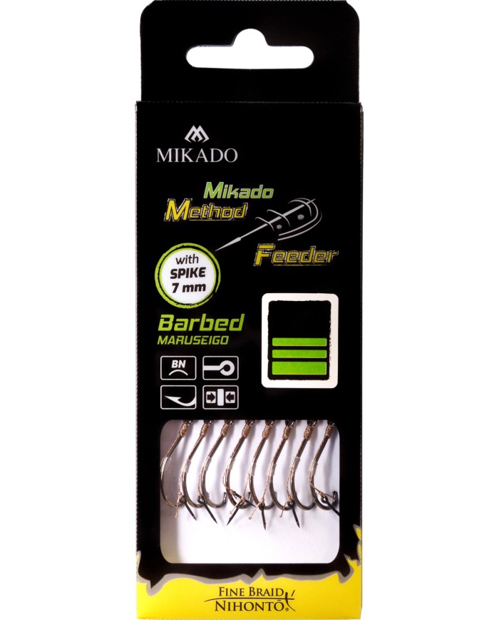 Przypony MIKADO Method Feeder z igłą - hak z zadziorem nr 10 plecionka 0.12mm/10cm - op. 8 szt. Przypony MIKADO Method Feeder z igłą - hak z zadziorem nr 10 plecionka 0.12mm/10cm - op. 8 szt.