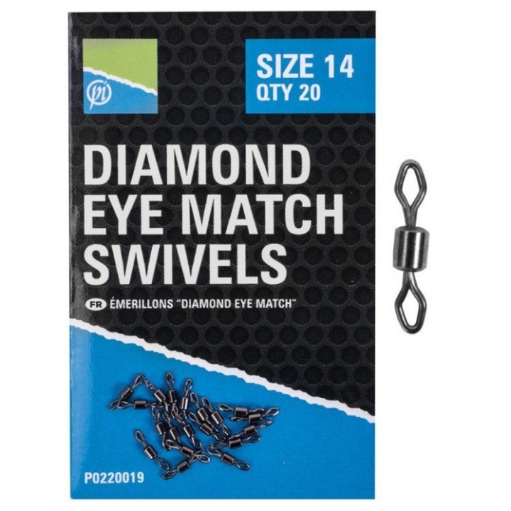 Krętliki Preston Diamond Eye Match - roz. 14
