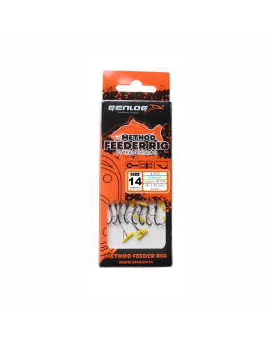 Przypony GENLOG Method Feeder Rig z push stopem - hak BKK nr 14 plecionka 0.10mm/10cm - op. 8 szt. Przypony GENLOG Method Feeder Rig z push stopem - hak BKK nr 14 plecionka 0.10mm/10cm - op. 8 szt.