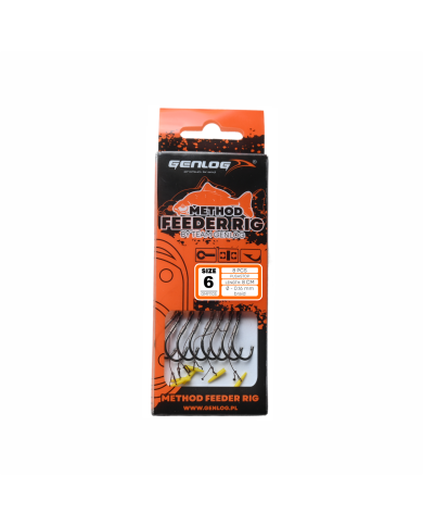 Przypony GENLOG Method Feeder Rig z push stopem - hak BKK nr 6 plecionka 0.16mm/8cm - op. 8 szt. Przypony GENLOG Method Feeder Rig z push stopem - hak BKK nr 6 plecionka 0.16mm/8cm - op. 8 szt.