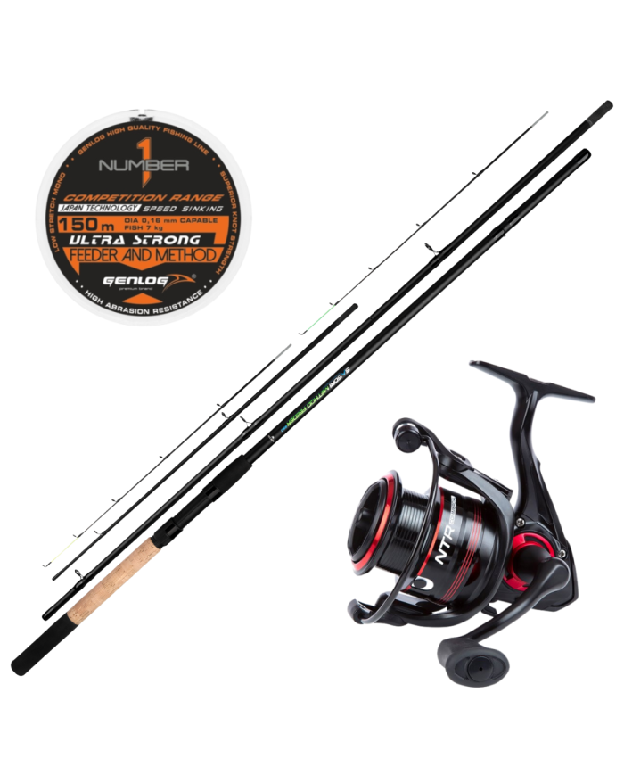 Zestaw MIKADO Sasori Method Feeder 3.00m 80g + NYTRO NTR MK2 3002 + żyłka GENLOG Number One 0.20mm 150m