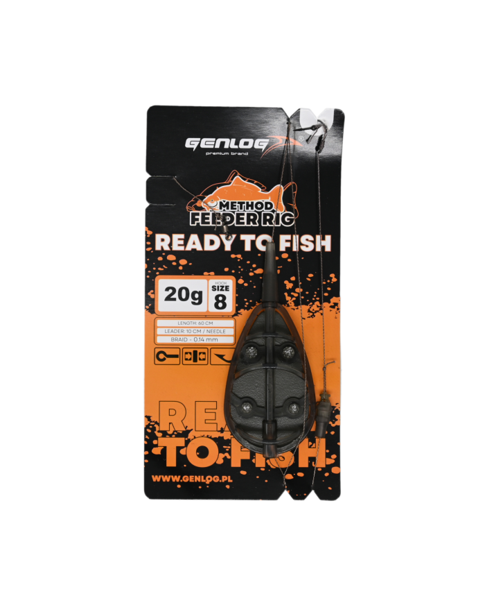 Gotowy Zestaw Method Feeder GENLOG Ready to Fish hak 8 Podajnik 20g