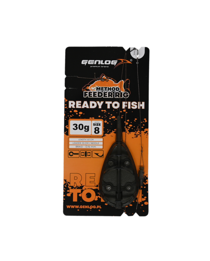 Gotowy Zestaw Method Feeder GENLOG Ready to Fish hak 8 Podajnik 30g