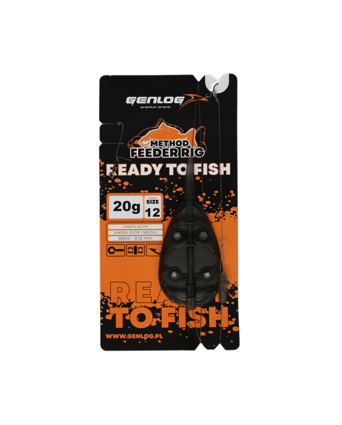 Gotowy Zestaw Method Feeder GENLOG Ready to Fish hak 12 Podajnik 20g