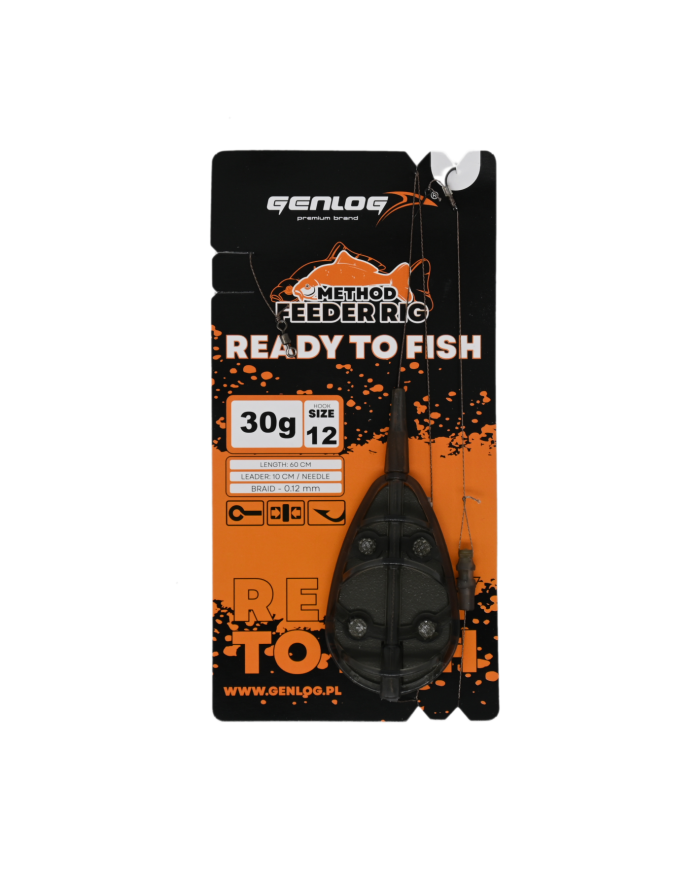 Gotowy Zestaw Method Feeder GENLOG Ready to Fish hak 12 Podajnik 30g