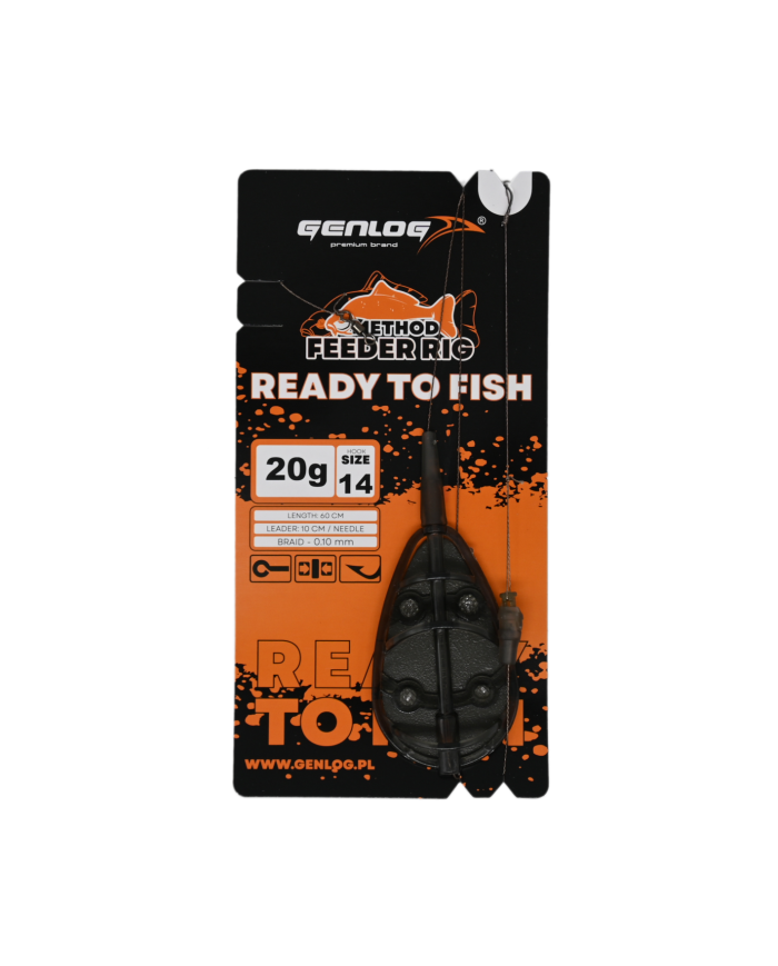 Gotowy Zestaw Method Feeder GENLOG Ready to Fish hak 14 Podajnik 20g