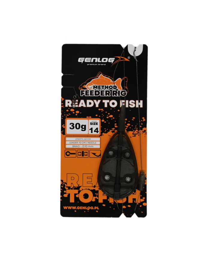 Gotowy Zestaw Method Feeder GENLOG Ready to Fish hak 14 Podajnik 30g