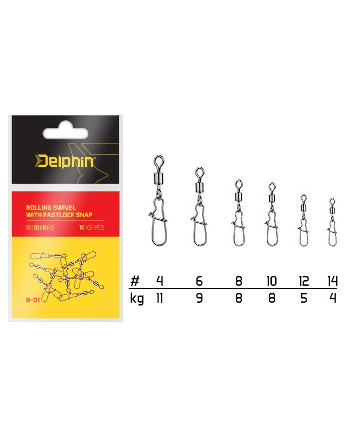 Krętlik Z Agrafką Delphin Fastlock Snap roz. 10