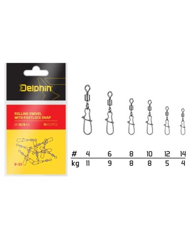 Krętlik Z Agrafką Delphin Fastlock Snap roz. 14